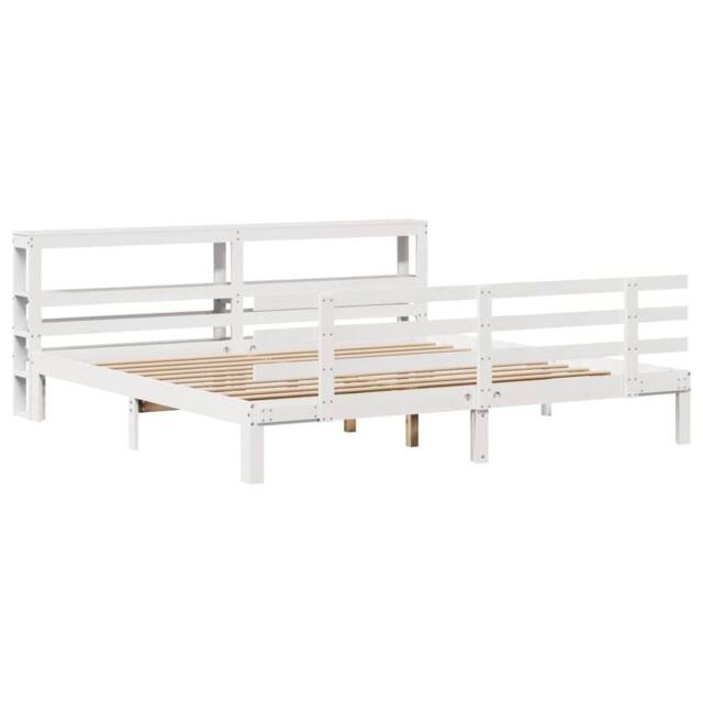 Berkfield Home Beautiful Bed Frame with Headboard without Mattress White 180x200 - Size: Super King - image 1