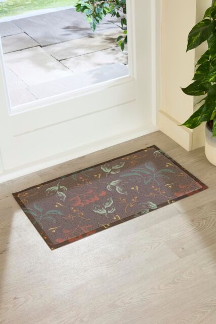 Artsy Mats Sketch Autumn Leaves Indoor Outdoor Doormat (70 x 40cm) in Red - Size: 40 cm x 70 cm - image 1