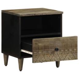 Berkfield Home Beautiful Bedside Cabinet Light Grey 40x33x46 cm Solid Wood Mango - Size: 40 x 33 x 46 cm - thumbnail 1