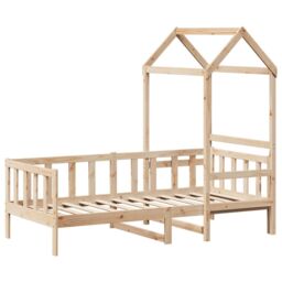 Berkfield Home Day Bed with Roof without Mattress 80x200 cm Solid Wood in Brown - thumbnail 3