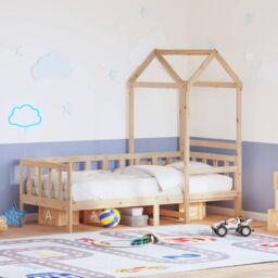 Berkfield Home Day Bed with Roof without Mattress 80x200 cm Solid Wood in Brown - thumbnail 1