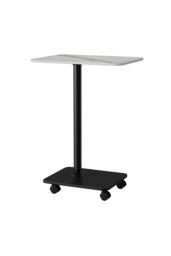 Living and Home Modern Minimalist C Shaped Side Table with Lockable Wheels in Off-White - thumbnail 5