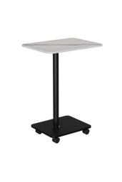 Living and Home Modern Minimalist C Shaped Side Table with Lockable Wheels in Off-White - thumbnail 4
