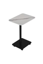 Living and Home Modern Minimalist C Shaped Side Table with Lockable Wheels in Off-White - thumbnail 3