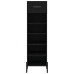 Berkfield Home Shoe Cabinet Black 30x35x105 cm Engineered Wood - Size: 30 x 35 x 105 cm - thumbnail 6
