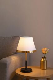 Living and Home 7W Table Lamp with Classic Cone-shaped in White