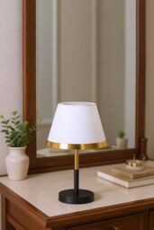 Living and Home 7W Table Lamp with Classic Cone-shaped in White - thumbnail 2