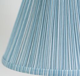 ValueLights Laurenne Tapered Blue Pinstripe Fabric Pleated Easy Fit Small Lamp Shade & Bulb - thumbnail 3