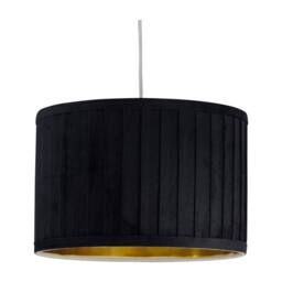 First Choice Lighting Sundance - Black Velvet Pleated 30cm Lamp Shade with Gold Inner - thumbnail 8