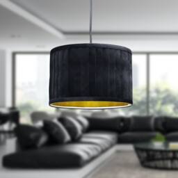 First Choice Lighting Sundance - Black Velvet Pleated 30cm Lamp Shade with Gold Inner - thumbnail 4