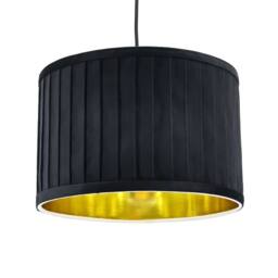 First Choice Lighting Sundance - Black Velvet Pleated 30cm Lamp Shade with Gold Inner - thumbnail 1