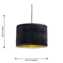 First Choice Lighting Sundance - Black Velvet Pleated 30cm Lamp Shade with Gold Inner - thumbnail 9