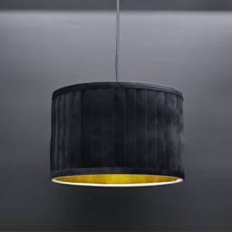 First Choice Lighting Sundance - Black Velvet Pleated 30cm Lamp Shade with Gold Inner - thumbnail 2
