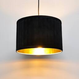First Choice Lighting Sundance - Black Velvet Pleated 30cm Lamp Shade with Gold Inner - thumbnail 3