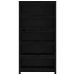 Berkfield Home Book Cabinet Black 80x35x154 cm Solid Wood Pine - Size: 80 x 35 x 154 cm - thumbnail 5