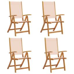 Berkfield Home Folding Garden Chairs 4 pcs Solid Wood Acacia & Textilene in Brown - thumbnail 1