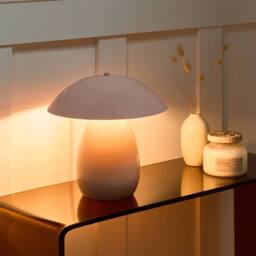 Wyld and Coco Pastel Pink Mushroom Table Lamp - Iron Base 30 cm - thumbnail 1