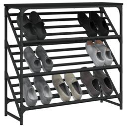 Berkfield Home Shoe Rack Black 90x30x85 cm Engineered Wood - Size: 90 x 30 x 85 cm - thumbnail 1