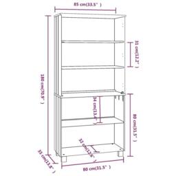 Berkfield Home Highboard HAMAR Solid Wood Pine Light Grey - thumbnail 6