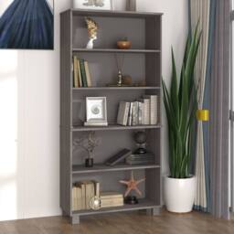 Berkfield Home Highboard HAMAR Solid Wood Pine Light Grey - thumbnail 2