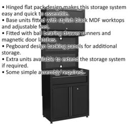 Loops Modular Base & Wall Cabinet with Drawer - Magnetic Door Latches - MDF Worktop - thumbnail 2
