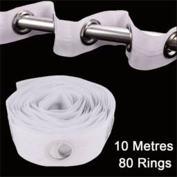 VOGREX 10M Curtain Heading Tape w/ 80 Round Eyelet Rings Blinds in White - thumbnail 6