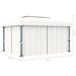 Berkfield Home Gazebo with Curtain 4x3 m Cream White Aluminium - thumbnail 7