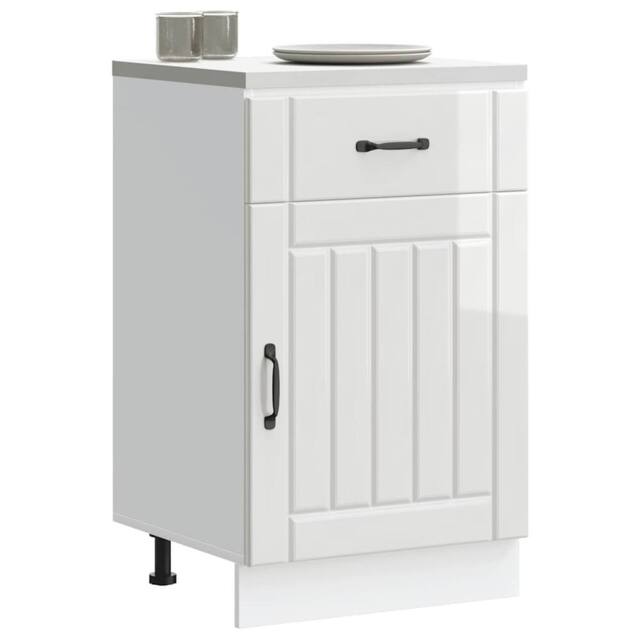 Berkfield Home Kitchen Base Cabinet Lucca High Gloss White Engineered Wood - image 1