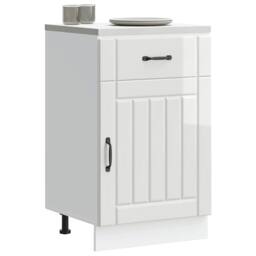 Berkfield Home Kitchen Base Cabinet Lucca High Gloss White Engineered Wood - thumbnail 1