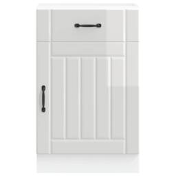 Berkfield Home Kitchen Base Cabinet Lucca High Gloss White Engineered Wood - thumbnail 4