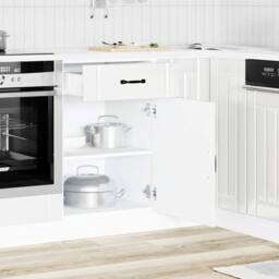 Berkfield Home Kitchen Base Cabinet Lucca High Gloss White Engineered Wood - thumbnail 3