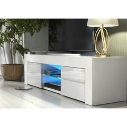 Creative Furniture Loom TV Unit 130cm - White with Gloss Doors & LED Lights - thumbnail 4