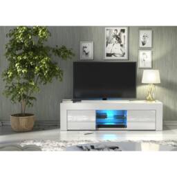 Creative Furniture Loom TV Unit 130cm - White with Gloss Doors & LED Lights - thumbnail 2