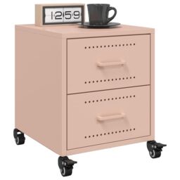 Berkfield Home Bedside Cabinets 2 pcs Pink 36x39x43.5 cm Steel - thumbnail 1