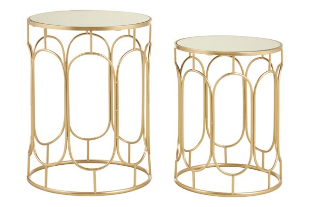 Orsina Set Of 2 Champagne Metal Side Tables, Nestable Metallic Bedside Table, Contemporary Small Tables, Accent Tables in Gold - image 1