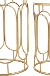 Orsina Set Of 2 Champagne Metal Side Tables, Nestable Metallic Bedside Table, Contemporary Small Tables, Accent Tables in Gold - thumbnail 5