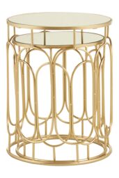 Orsina Set Of 2 Champagne Metal Side Tables, Nestable Metallic Bedside Table, Contemporary Small Tables, Accent Tables in Gold - thumbnail 3