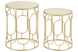 Orsina Set Of 2 Champagne Metal Side Tables, Nestable Metallic Bedside Table, Contemporary Small Tables, Accent Tables in Gold - thumbnail 2