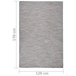 Berkfield Home Outdoor Flatweave Rug 120x170 cm Brown & Blue in Black - Size: 100 cm diameter - thumbnail 6