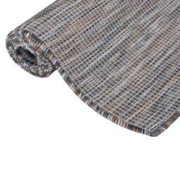 Berkfield Home Outdoor Flatweave Rug 120x170 cm Brown & Blue in Black - Size: 100 cm diameter - thumbnail 3