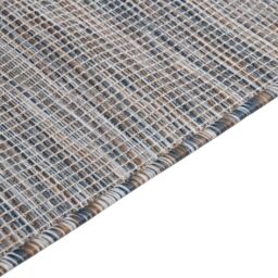 Berkfield Home Outdoor Flatweave Rug 120x170 cm Brown & Blue in Black - Size: 100 cm diameter - thumbnail 4