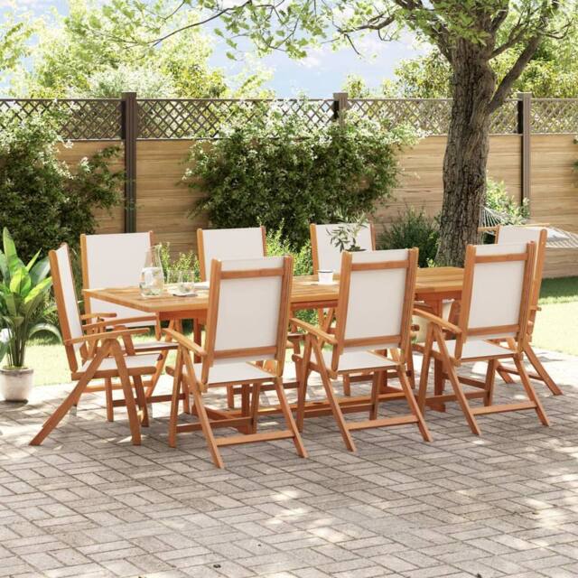 Berkfield Home 9 Piece Garden Dining Set Solid Wood Acacia & Textilene in Brown - image 1