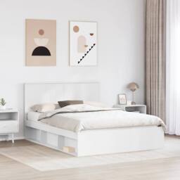 Berkfield Home Bed Frame with Headboard White 150 x 200 cm Solid Pine Wood - thumbnail 3