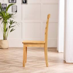 FurnitureboxUK 2x Whitby Oak Effect Solid Wood Dining Chairs in Light Brown - thumbnail 4