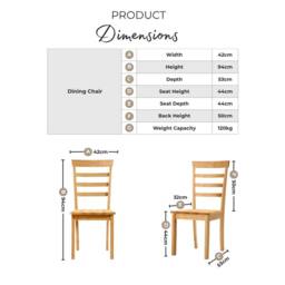 FurnitureboxUK 2x Whitby Oak Effect Solid Wood Dining Chairs in Light Brown - thumbnail 7