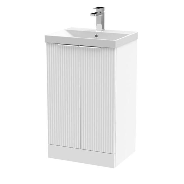 Balterley Tixall Fluted 2 Door Vanity Basin Unit, Satin White, 500mm in White - image 1