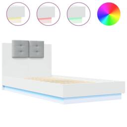 Berkfield Home Durable Bed Frame with LED without Mattress White 75x190 cm Small - Size: Small Single - thumbnail 3