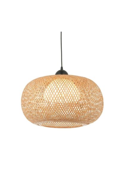 Netlighting Bali Single Pendant Ceiling Lamp Natural Bamboo White Matt Black - image 1
