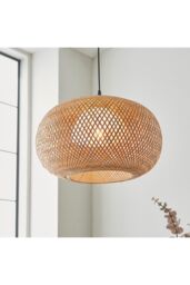 Netlighting Bali Single Pendant Ceiling Lamp Natural Bamboo White Matt Black - thumbnail 2