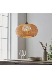 Netlighting Bali Single Pendant Ceiling Lamp Natural Bamboo White Matt Black - thumbnail 5